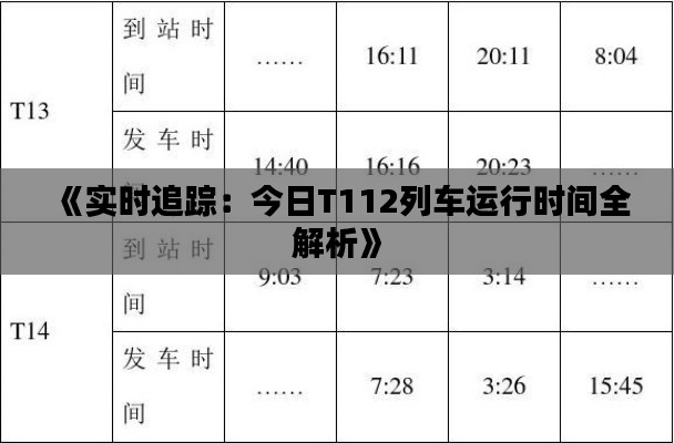 《实时追踪：今日T112列车运行时间全解析》