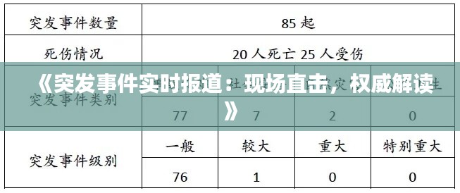 《突发事件实时报道：现场直击，权威解读》