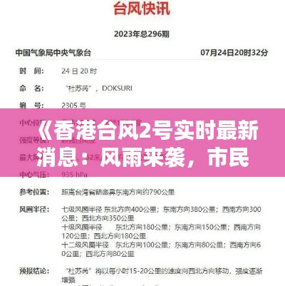 《香港台风2号实时最新消息：风雨来袭，市民注意安全！》