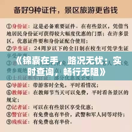 《锦囊在手，路况无忧：实时查询，畅行无阻》