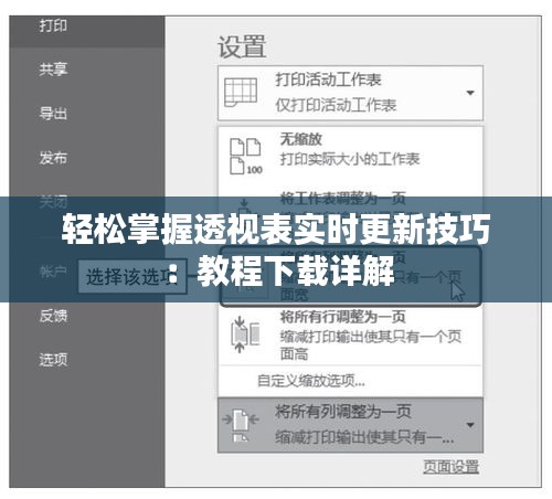 轻松掌握透视表实时更新技巧：教程下载详解