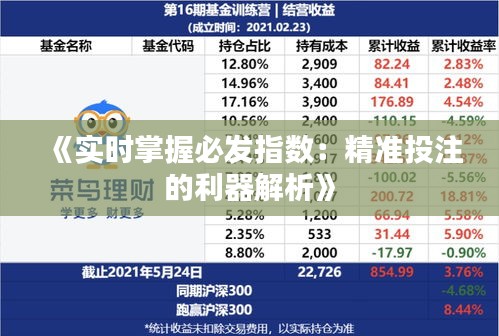 《实时掌握必发指数：精准投注的利器解析》