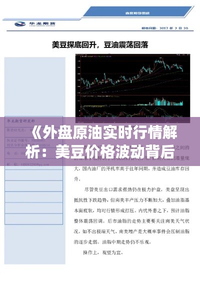 《外盘原油实时行情解析：美豆价格波动背后的市场动态》