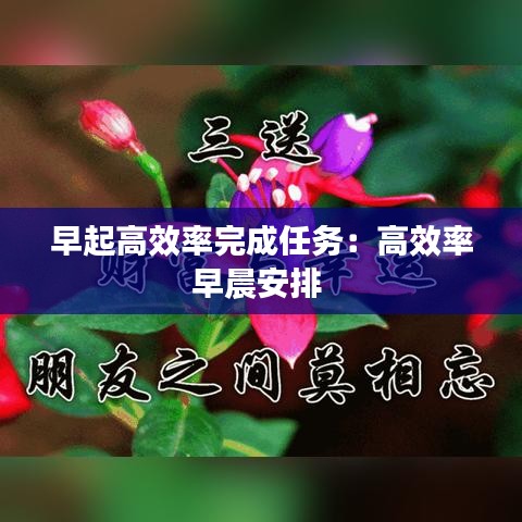 早起高效率完成任务：高效率早晨安排 