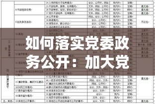 如何落实党委政务公开：加大党务政务公开力度 