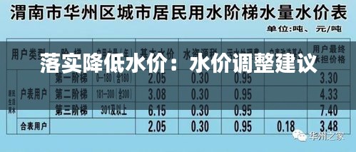 落实降低水价：水价调整建议 