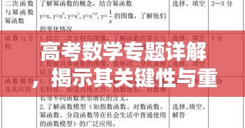 高考数学专题详解，揭示其关键性与重要性