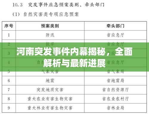 河南突发事件内幕揭秘，全面解析与最新进展