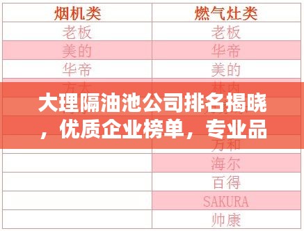 大理隔油池公司排名揭晓，优质企业榜单，专业品质值得信赖！