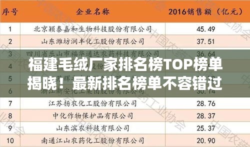 福建毛绒厂家排名榜TOP榜单揭晓！最新排名榜单不容错过