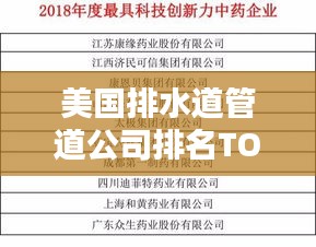 美国排水道管道公司排名TOP榜，权威榜单揭晓！